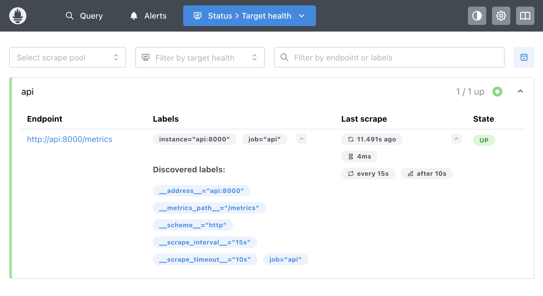 Three separate containers running